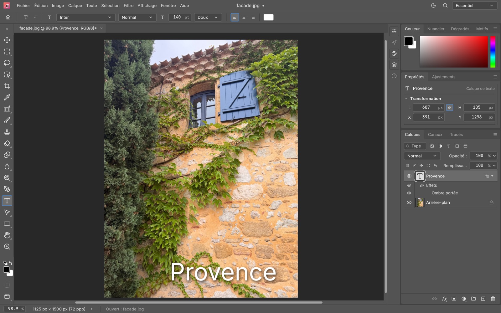 Texte, calques et effets.